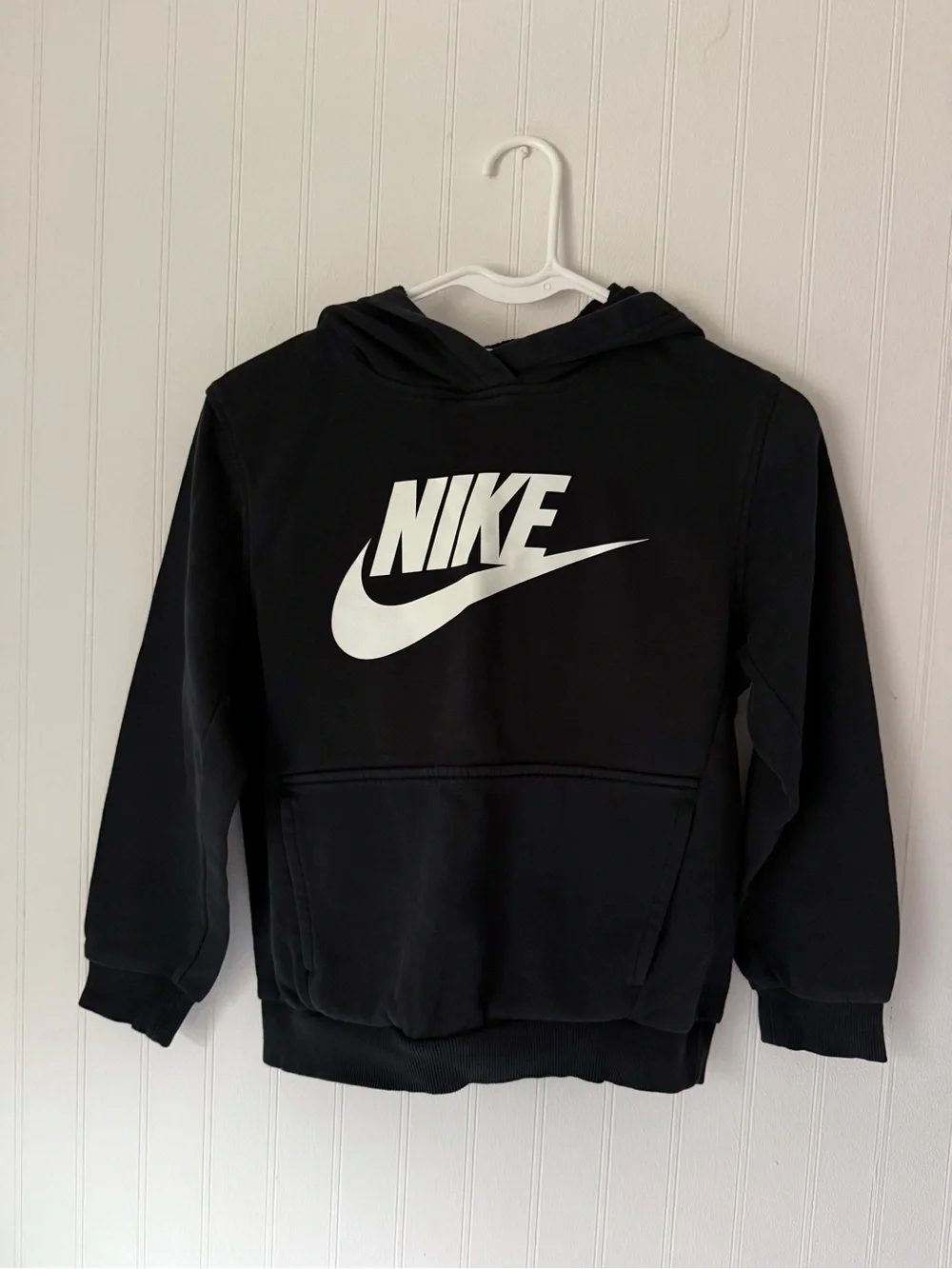 Nike Kids Black Hoodie with White Swoosh Logo